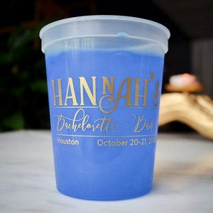 Personalized Color Changing Bachelorette Cups, Custom Printed Stadium Cups, Bach Bash Party Cups, Personalized Bachelorette Weekend Favors