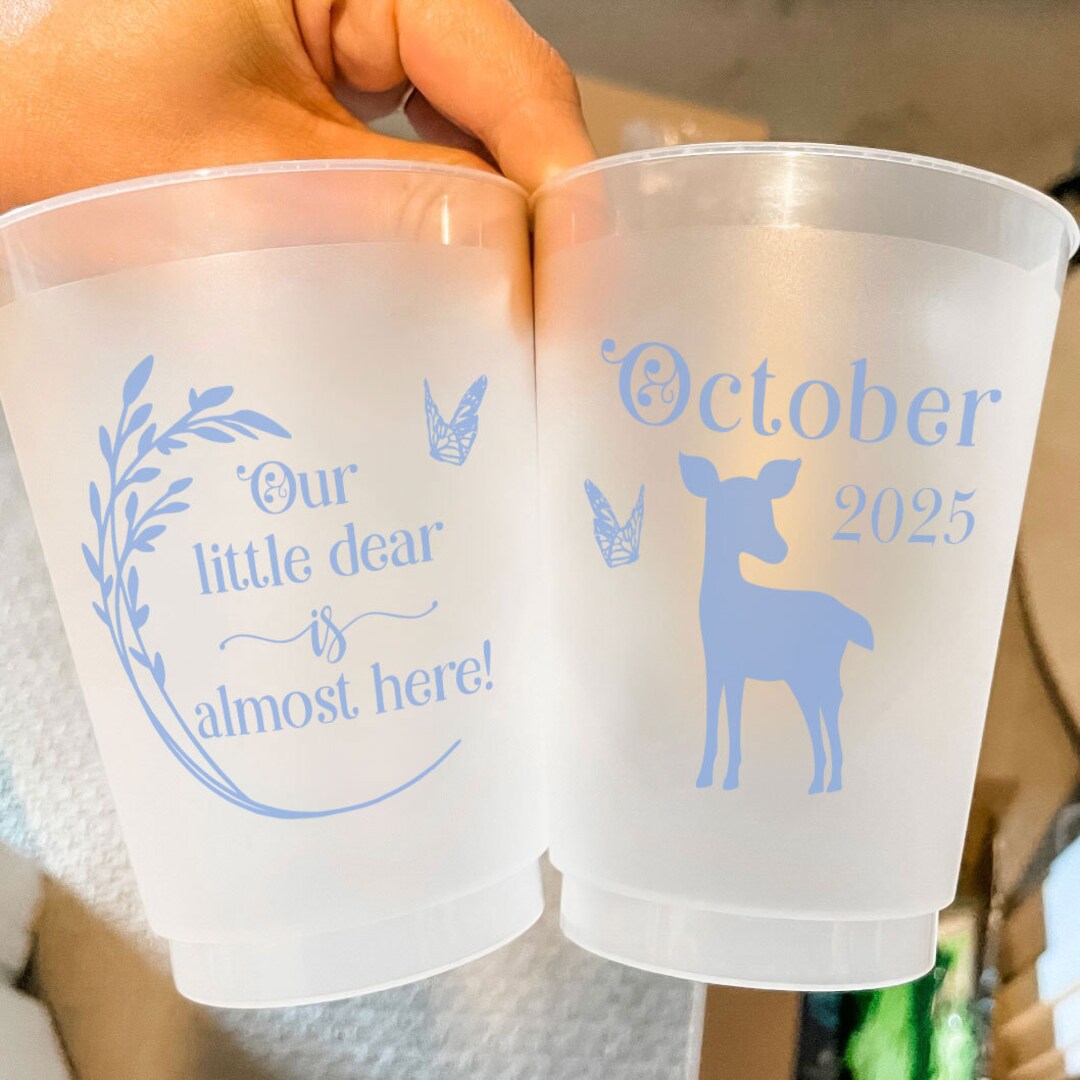 Little Deer Baby Shower Frosted Cups, Deer Baby Shower Cups, Baby ...