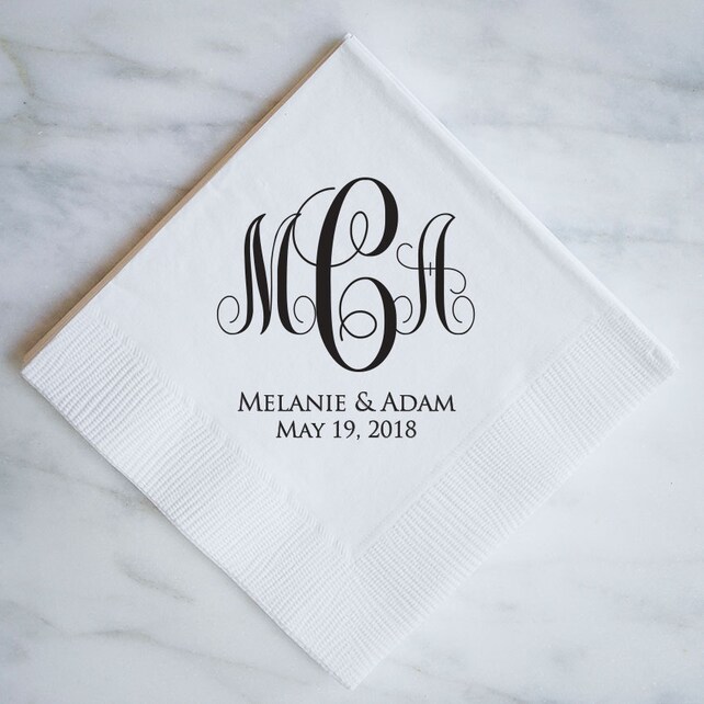 Custom Monogram Napkins With Names And Dates Personalized Wedding