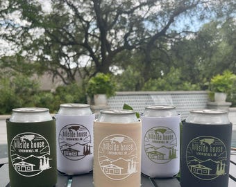 Custom Designed Can Coolers, Custom Correlating Beer Huggers, Neutral Wedding Favors, Neoprene Can Coolers, Custom Event Can Cooler Favors