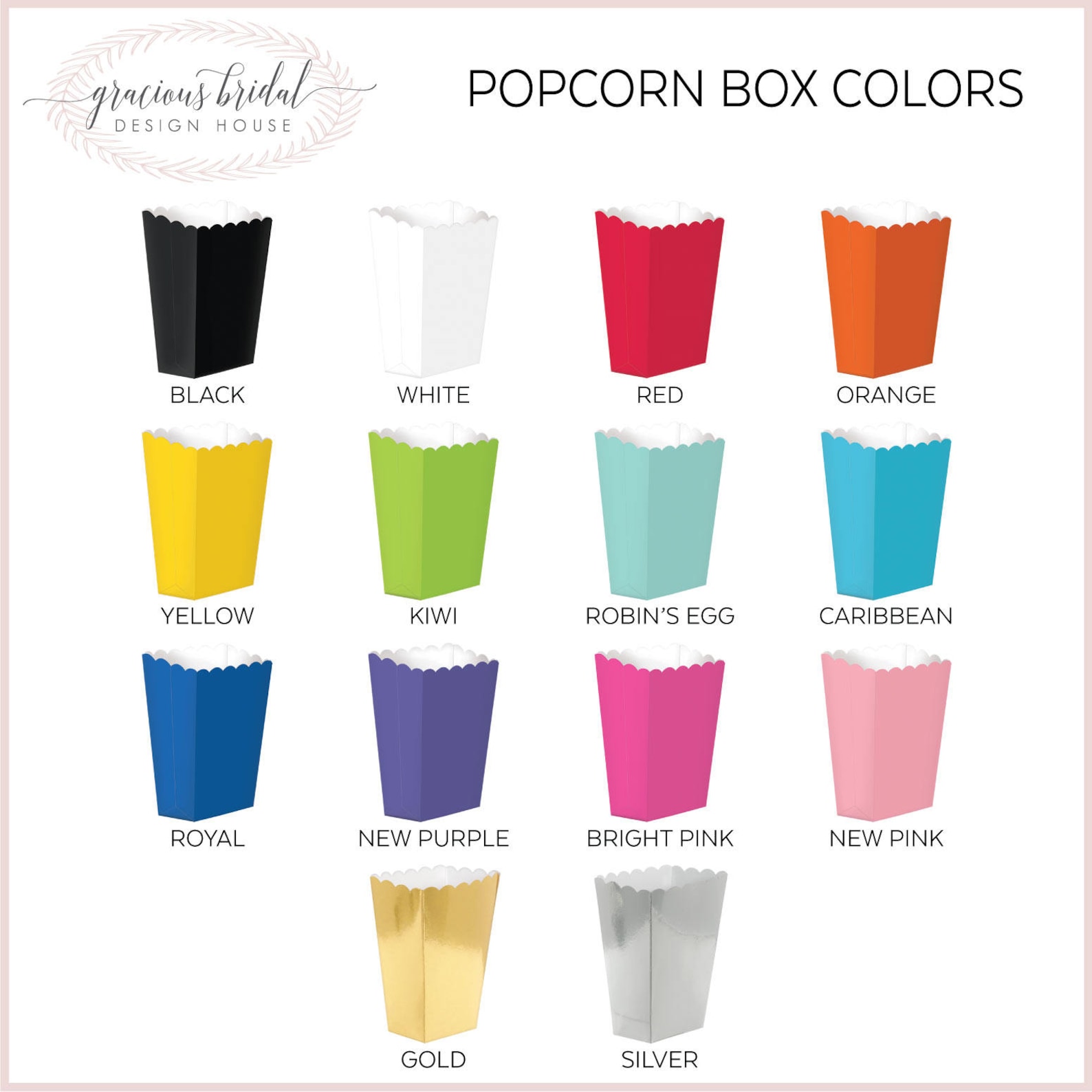 Wedding Popcorn Bar Boxes Custom Paper Popcorn Boxes Snack Etsy