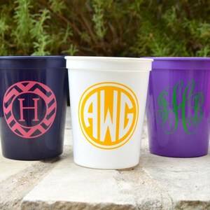 Custom Plastic Party Stadium Cups, Monogrammed Party Cups, Birthday Party, Baby Shower Favors, Party Favors, Printed Party Cups