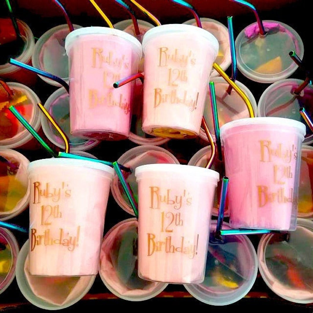 Custom Printed Kids Birthday Party Cups, Personalized Plastic Stadium Cups, Customized Cups