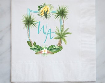 Tropical Full Color Coined 3ply Napkins, Full Color Printed 3 Ply Napkins, Cake Napkins, Cocktail Napkins, Bridal Luncheon, Wedding Napkins