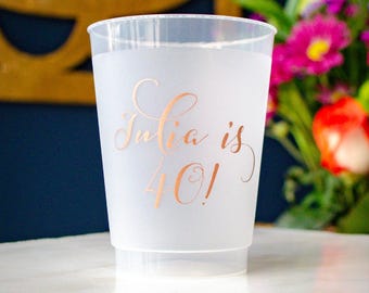 40th Birthday Party Frosted Plastic Cups, 50th Birthday Decor, Frosted Plastic Cups, Custom Printed Milestone Party Cups, Personalized Cups