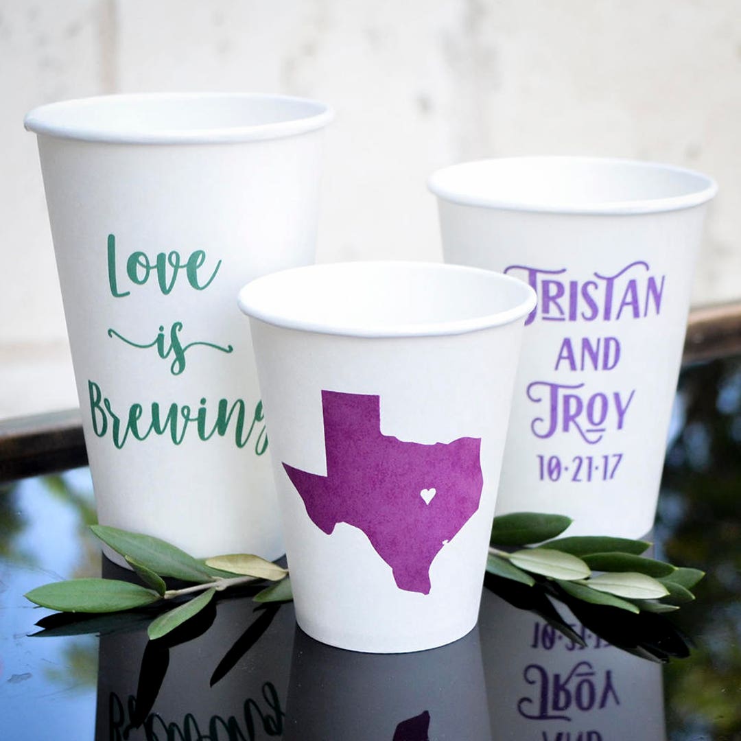 Printed Paper Cups, Custom Coffee Cups, Hot Chocolate Cups, Coffee Bar Cups, Wedding Party Cups