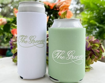 Custom Event Coordinating Can Coolers, Personalized Wedding Favors, Neoprene Can Cooler, Custom Wedding Coolies, Subtle Personalized Coolies