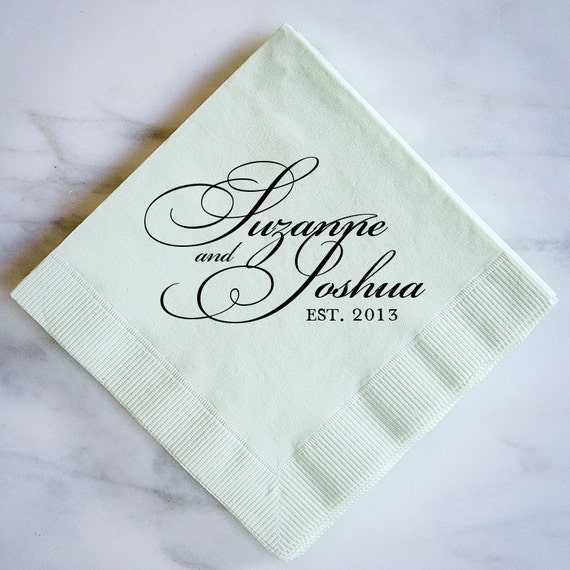 Personalized Wedding Napkins with Names and Date Custom Etsy
