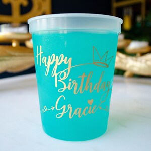 Birthday Party Color Changing Cups, Fourth Birthday, Owl Party Decor, 4th Birthday Cups, Custom Mood Cups, Party Favors, Kids Birthday Decor image 4
