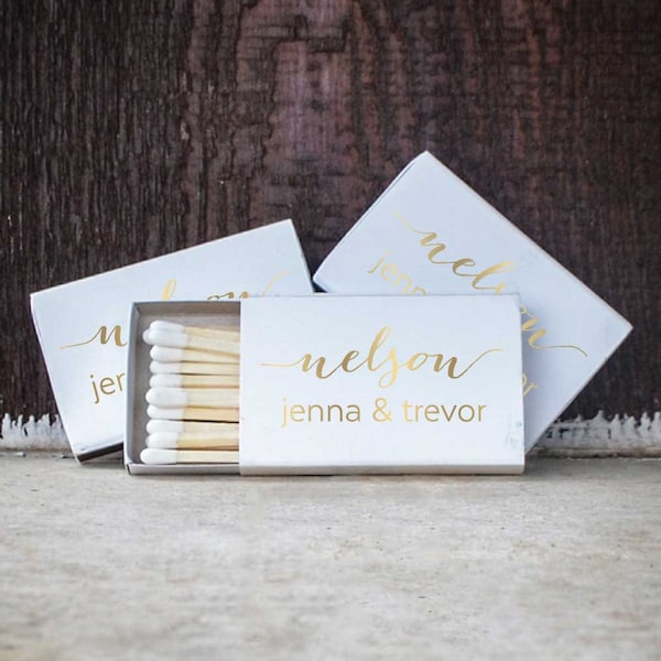 Last Name Wedding Matches, Personalized Wedding Matches, Custom Printed Matchboxes, Personalized Sparkler Matches, Custom Wedding Favors