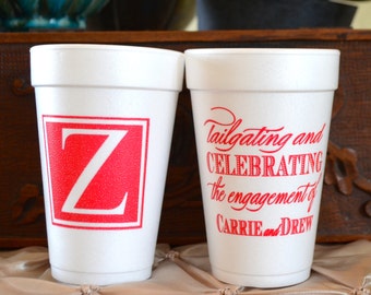 Personalized Foam Party Cups, Monogrammed Styrofoam Cups, Tailgating Cups, Tailgate Party, Customizable Cups, Printed Foam Cups
