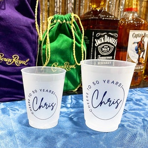 Cheers to 50 Years Birthday Party Cups, Custom Shatterproof Plastic Cups, Frosted Plastic Cups, Bday Party Favor Cups, Plastic Party Cups