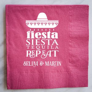 Personalized Fiesta Printed Napkins, Custom Fiesta Party Napkins, Personalized Printed Party Napkins, Custom Beverage Napkins