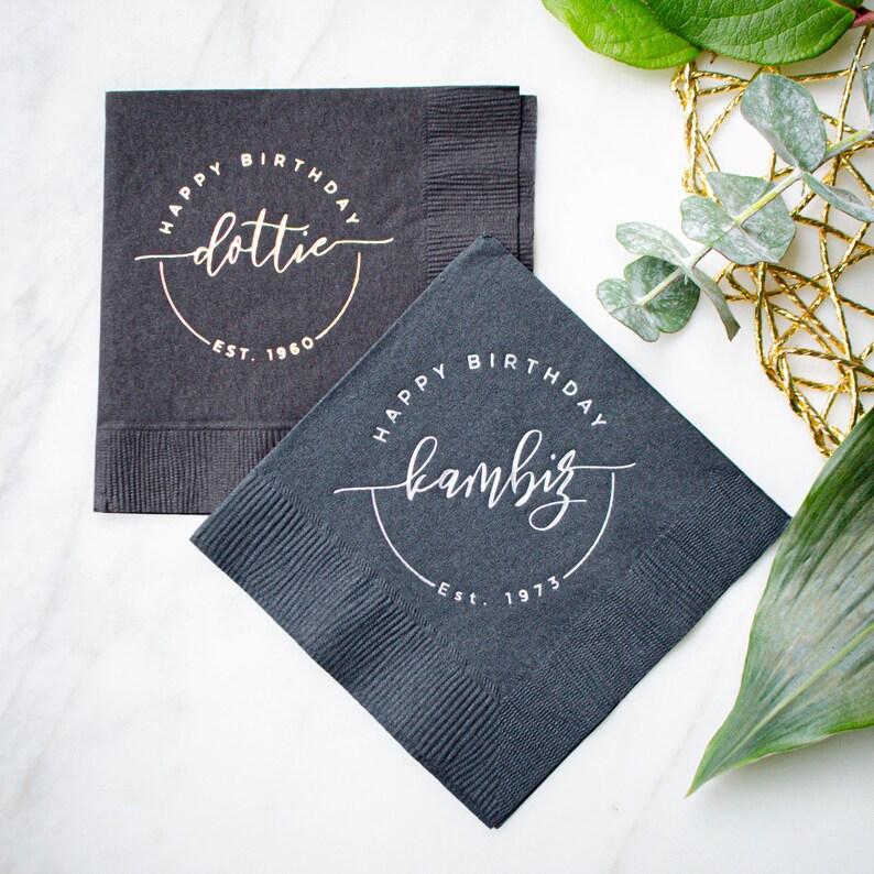 Custom Birthday Napkins Personalized Cocktail Napkins 3 Ply Etsy