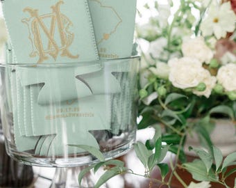 Custom Gold Monogram Can Coolers, Monogrammed Wedding Favor, Neoprene Can Cooler, Custom Wedding Colorful Coolies, Personalized Can Coolies