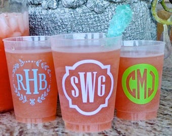 Monogrammed Shatterproof Party Cups, Personalized Frost Flex Cups, Custom Party Favors, Birthday Party, Beach House Cups, Custom Monogram