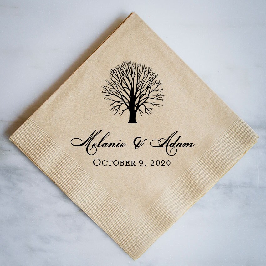 Personalized Fall Wedding Napkins Autumn Wedding Custom