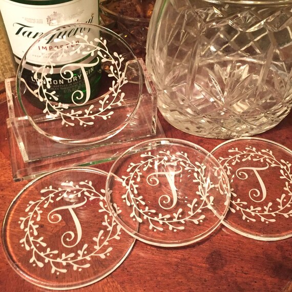 Custom Etched Acrylic Coasters Personalized Wreath Acrylic Etsy