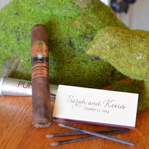Large Cigar and Candle Personalized Custom Matches, Large Custom Wedding Matchboxes, Personalized Wedding Favors