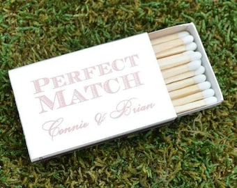 Perfect Match Personalized Wedding Matchboxes, Custom Wedding Favors, Personalized Wedding Matches, Gold Foil Printed Cigar Bar Matches