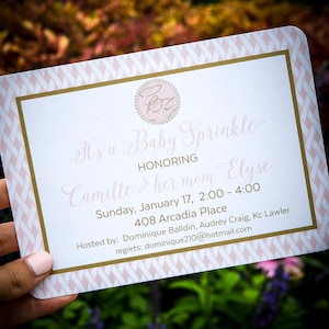 Printed Full Color Custom Baby Sprinkle Invitation, Personalized Baby Sprinkle Invites, Baby Shower Invitations, Second Baby Shower Invites