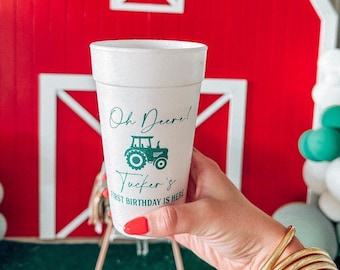 First Birthday Styrofoam Party Cups, Customizable Birthday Cups, First Birthday Foam Cups, Custom Printed Party Cups, Birthday Foam Cups