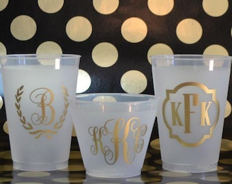 Monogrammed Shatterproof Cups, Duogram Frost Flex Party Cup, Customized Event Cups, Personalized Signature Drink Cup, Cocktail, Wine, Beer