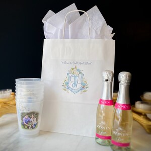 Personalized Full Color Wedding Crest Welcome Bags, Digital Full Color Ink Favor Bags, Destination Wedding Monogrammed Hotel Guest Bags zdjęcie 2