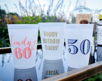Happy Birthday Party Cups, Custom Birthday Party Cups, Shatterproof Plastic Cups, Frosted Plastic Cups, Party Favor Cups, Plastic Party Cups