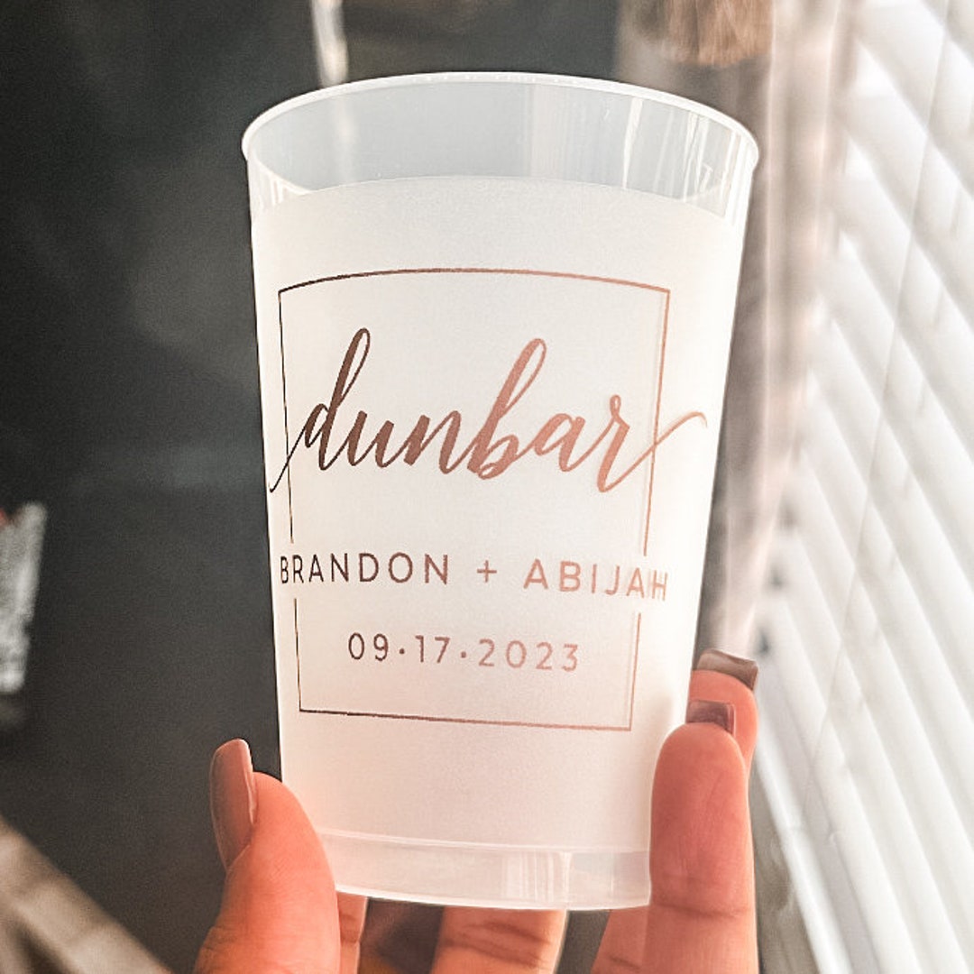 Personalized Wedding Reception Cup Favors, Metallic Ink Frosted Cups ...