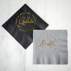 Simple Wedding Cocktail Napkins, Monogrammed Napkins, Personalized Napkins, 3 Ply Appetizer Napkins, Cocktail Hour, Engagement Party Decor image 6