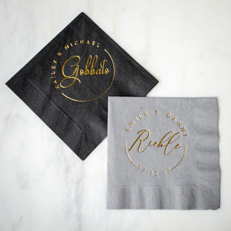 Simple Wedding Cocktail Napkins, Monogrammed Napkins, Personalized Napkins, 3 Ply Appetizer Napkins, Cocktail Hour, Engagement Party Decor image 6