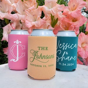 Custom Colorful Neoprene Can Coolers, Custom Wedding Coolers, Printed Can Huggers, Can Coolie, Personalized Party Favors, Beer Bottle Hugger