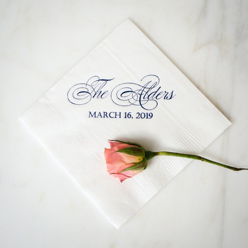 Custom Script Name Napkins Personalized Printed Beverage Etsy