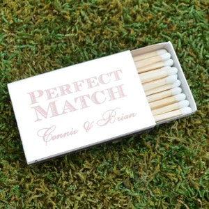 Perfect Match Personalized Wedding Matchboxes, Custom Wedding Favors, Personalized Wedding Matches, Gold Foil Printed Cigar Bar Matches