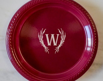 Custom Fall Wreath Initial Printed Plastic Plates, Personalized Plates, Printed Party Plates, Custom Mongoram Plates, Wedding Plates