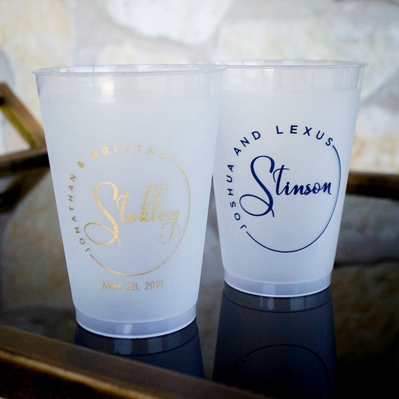 Couple's Shower Cups, Custom Frosted Plastic Cups, Engagement Party Cups,  Wedding Shower Cups, Personalized Shatterproof Cups, Wedding Cups 