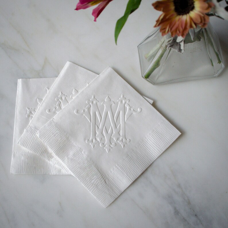 Embossed Wedding Monogram 3 Ply Napkins Monogrammed Napkins Etsy
