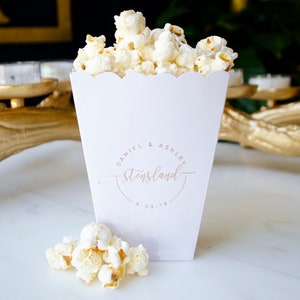 Engagement Party Popcorn Boxes, Custom Printed Gourmet Popcorn Party Boxes, Wedding Shower Snack Bar Containers, Personalized Favor Boxes