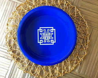 Custom Printed Plastic Party Plates, Personalized Printed Plates, Custom Plates, Monogrammed Plates, Personalized Monogram Wedding Plates