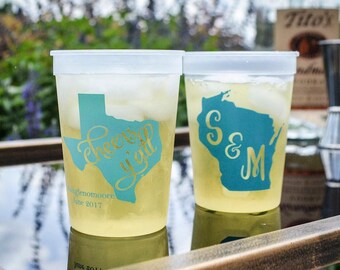 Personalized Texas Pride Stadium Party Cups, Cheers Y'all Cups, Texas Wedding, Custom Wedding Cups, Personalized Wedding Favors, State Pride