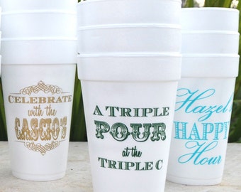 Custom Styrofoam Party Cups,  Personalized Foam Wedding Cups, Customizable Party Cup, Engagement Party, Pool Party, Party Favors