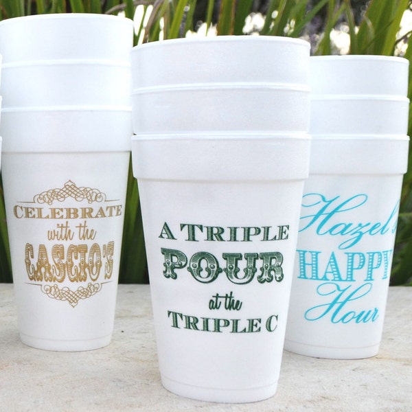 Custom Styrofoam Party Cups,  Personalized Foam Wedding Cups, Customizable Party Cup, Engagement Party, Pool Party, Party Favors