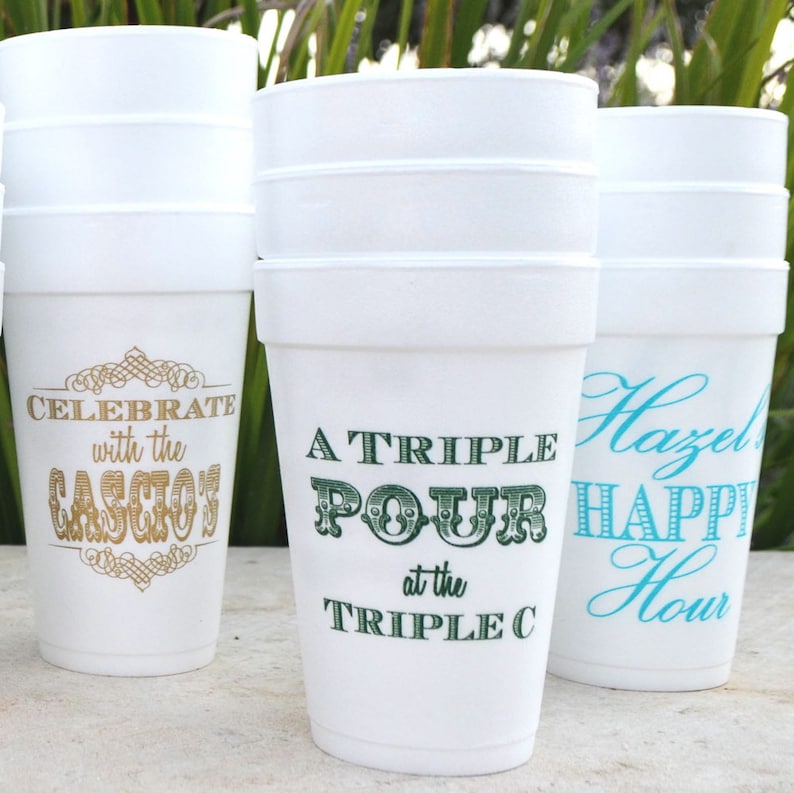 Custom Styrofoam Party Cups Personalized Foam Wedding Cups Etsy
