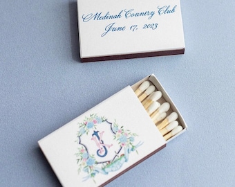Full Color Wedding Matchboxes, Full Color Crest Country Club Wedding Matches, Full Color Wedding Favor, Sparkler Send Off Match, Full Color
