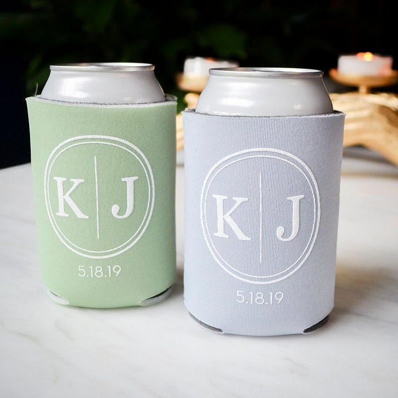 Personalized Beach Can Coolers, Beach Wedding Favor, Customizable Slim Can Huggers, Bottle Huggers, Beach House, Birthday Coolies, Crab Boil image 5