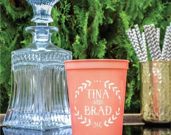 Personalized Printed Wreath Wedding Cups, Custom Wedding Plastic Cups,  Printed Wedding Personalized Cups, Custom Wreath Plastic Party Cups