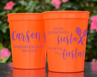 Fiesta Siesta Cups, Graduation Party Cups, Class of, Maracas Stadium Cup, Graduation Favors, Fiesta Party Favors, Graduation Decor