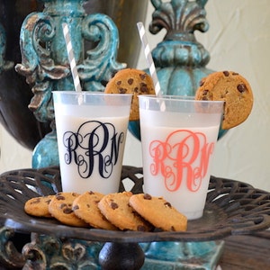 Custom Monogram Shatterproof Cups, Personalized Frost Flex Cups, Monogrammed Party Favors, Birthday Party, Printed Cups, Wedding Favors