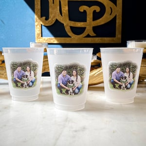 Full Color Frost-Flex Cups, Wedding Crest Frosted Plastic Cups, Custom Logo Shatterproof Cups, Personalized Party Cups, Party Favors zdjęcie 4